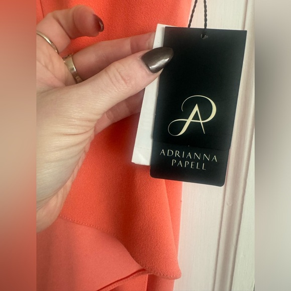 Adrianna Papel One shoulder Crepe Gown Coral NWT SIZE 2 - Picture 6 of 8